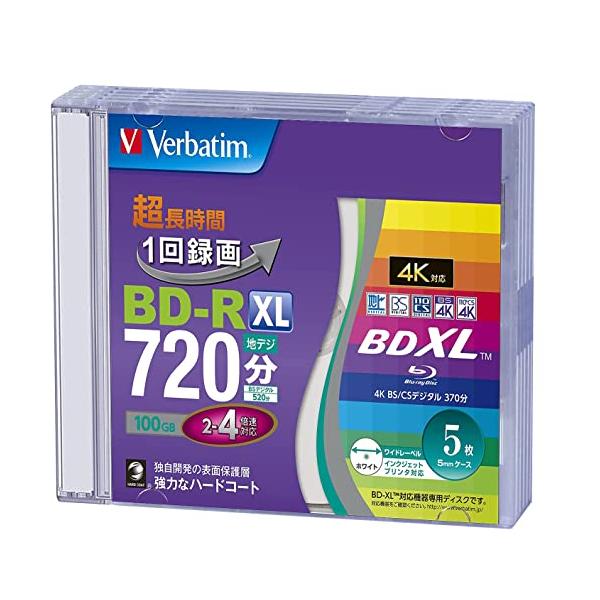 Verbatim バーベイタム 1回録画用 ブルーレイディスク BD-R XL 100GB 5枚 ホワイトプリンタブル 片面3層 2-4倍速  VBR520YP5V2 :wss-327wDuvjBxcr:Marudai Import 通販 
