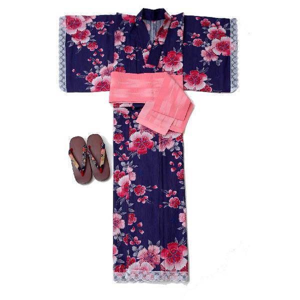 レースの袖と裾付き 仕立上り浴衣 変り織生地12 P Yukata011 愛着の和 通販 Yahoo ショッピング