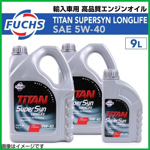 フックス FUCHS 新品 TITAN SUPERSYN LONGLIFE 5W-40 高品質 エンジンオイル 9L サーブ 9-5 3.0 V6 TiD 20