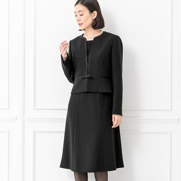 東京ソワール フォーマルスーツ 東京ソワール 喪服 ブラックフォーマル 前開きアンサンブル