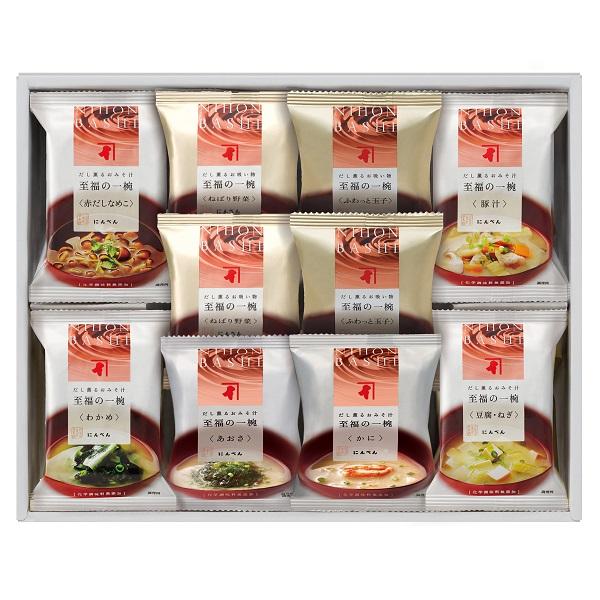 ■説明・国内製造のかつおぶし粉末と昆布粉末を使用した白味噌仕立て（なめこ：赤味噌仕立て）のおみそ汁と、白だし、昆布だしを使用した上品な風味のお吸い物です。・具材に味が染み込まないように、みそ（吸い物）ブロックと具材ブロックを別々にしました。...