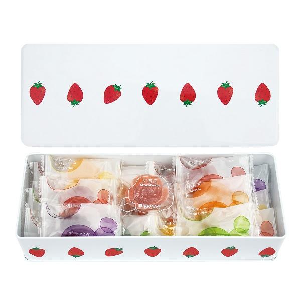 ■説明埼玉を代表する銘菓「彩果の宝石」■商品詳細内容量：フルーツゼリー15種類20個入り 花ゼリー1種類1個　計21個入り(〈フルーツゼリー〉いちご6個・あんず・パイン・バナナ・りんご・もも・青うめ・赤うめ（しそ入り）・グレープフルーツ・ぶ...