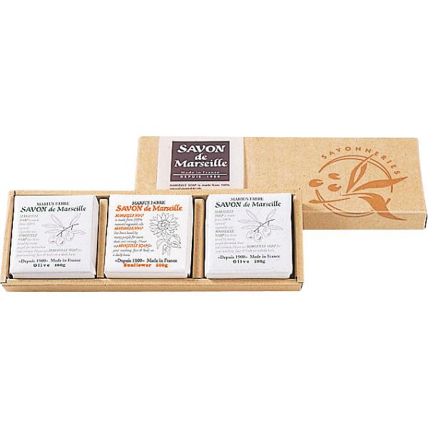 サボンドマルセイユ 石鹸 マルセイユ 無香料ギフトセット 3個入り フランス製 オシャレ 手洗い 敏感肌　
