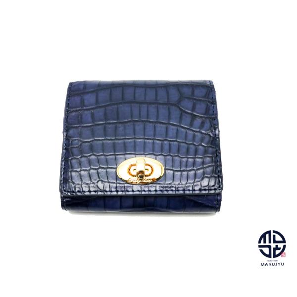 クロコダイル　財布　ペレリールッソ Pelley Lusso ペレリールッソ クロコダイル ワニ革 2つ折り財布