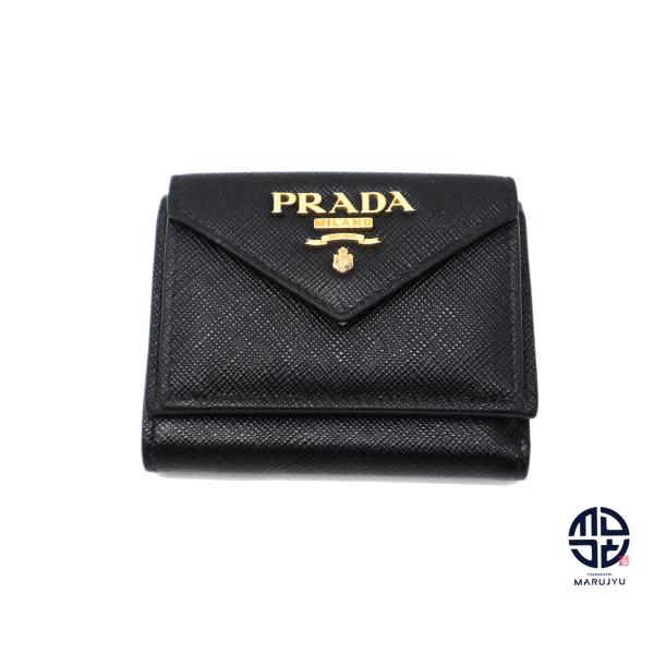 PRADA（プラダ） ブラック サフイアーノ ミニ 3つ折り財布 1MH021