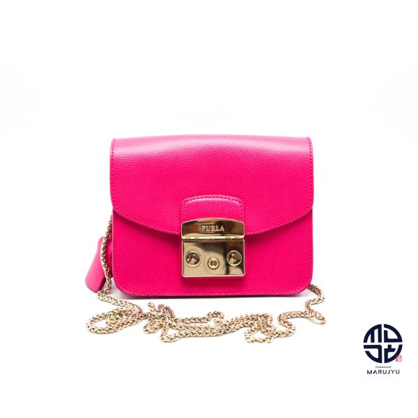 FURLA メトロポリス チェーン ショルダーバッグ ミニバッグ FURLA（フルラ） メトロポリス ピンク ミニ チェーン ショルダーバック