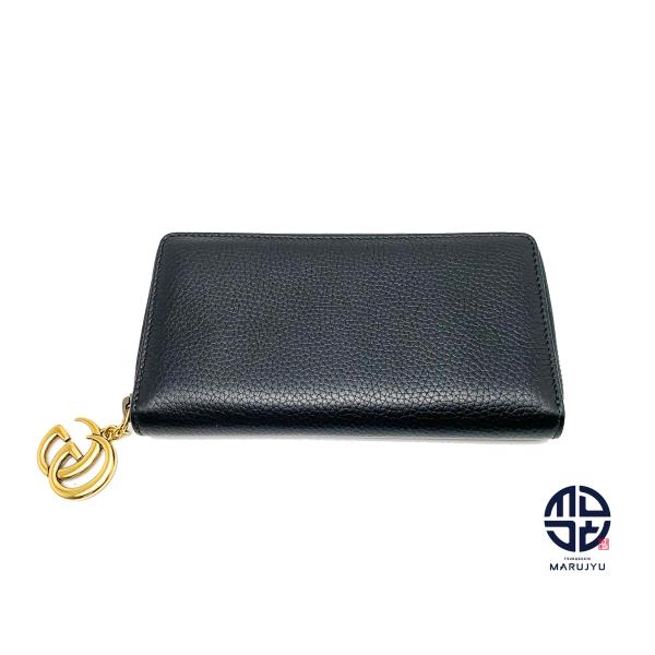 GUCCI（グッチ） GGマーモント 黒 ブラック カーフ ラウンドファスナー