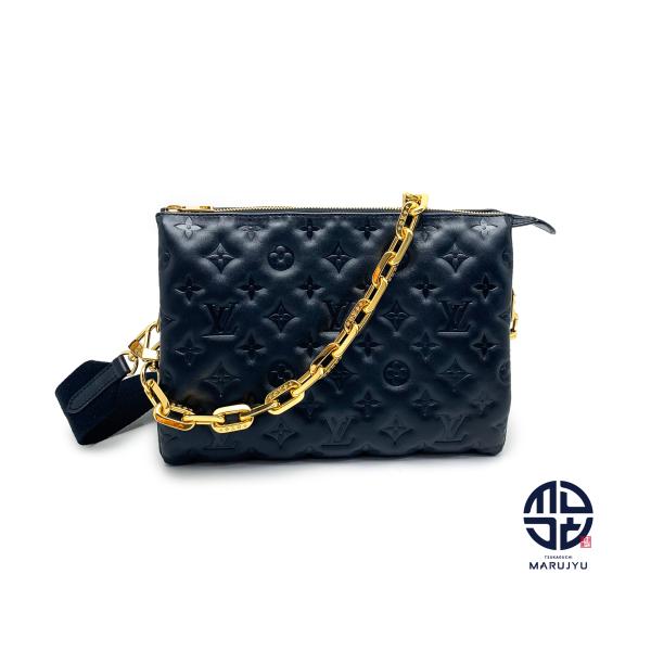 .美品・現行モデル】ルイヴィトン　24SS LVロゴ タンクトップ チェーン 黒 LOUIS VUITTON ルイヴィトン 黒 ノワール クッサンPM ショルダーバック