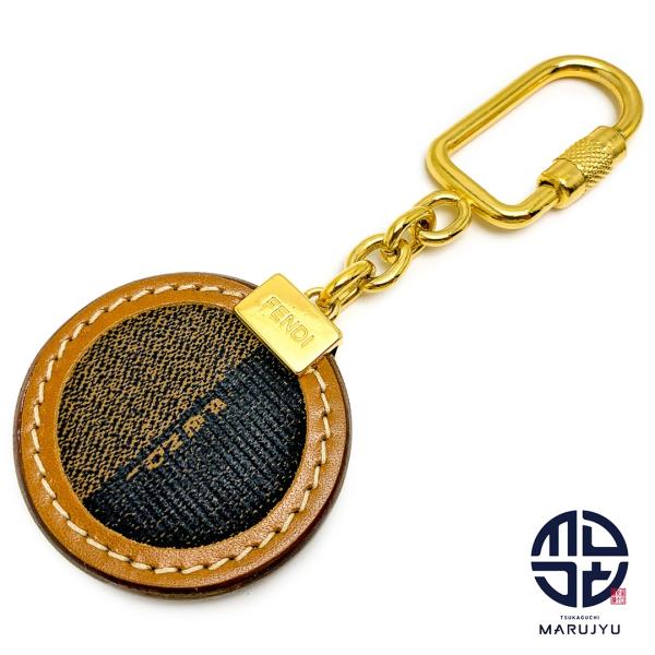 FENDI フェンディ ペカン柄 ブラウン系 茶 キーホルダー キーリング