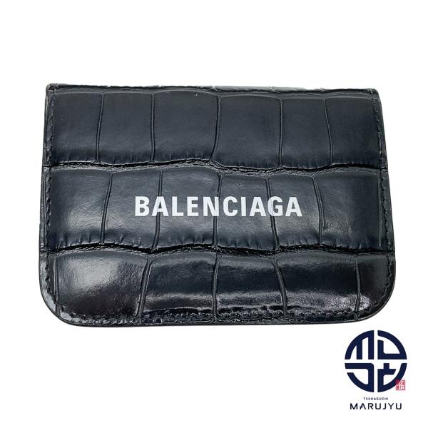 BALENCIAGA バレンシアガ 593813 グレー系 クロコ型押し 三つ折り
