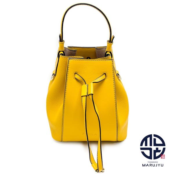 FURLA ハンドバッグ ゴールド金具 FURLA フルラ 黄色 イエロー ミアステラ バケットバッグ ハンドバッグ