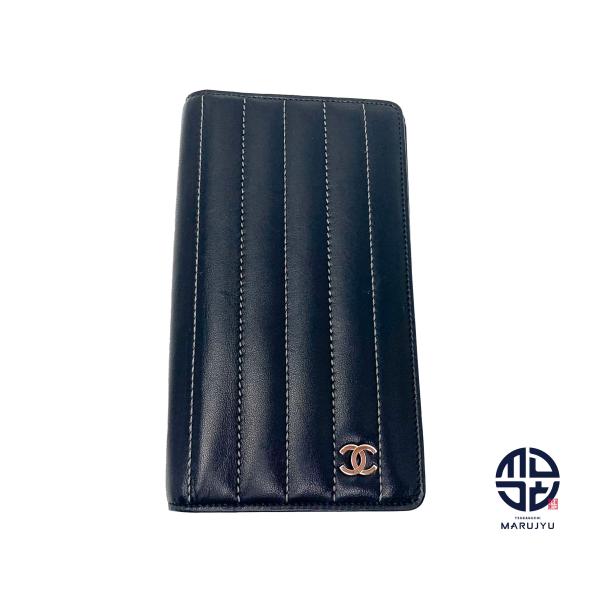 CHANEL シャネル 黒 ニューマドモアゼル ココマーク 2つ折りサイフ 長