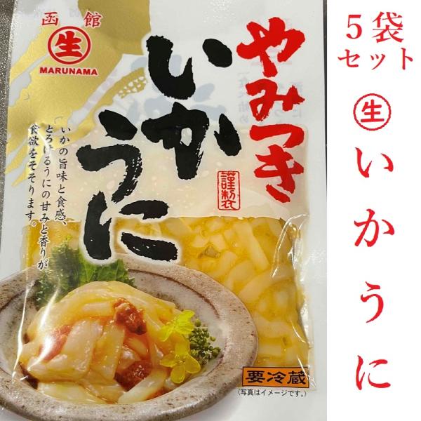 【お得な５袋セット】人気のうにイカ、お得な５袋セット！真イカの胴とウニのコンビネーションで、贅沢な味わいの塩辛となっています。ホカホカの白ご飯に乗せると、おかわりまっしぐら！この味わいでこの価格。様々なお店で人気商品になっているのも納得の商...