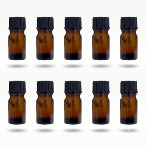 遮光ビン 5ml・茶色 セット キャップ(黒)・ドロッパー付き 遮光瓶 茶色瓶 アロマボトル エッセンシャルオイル 保存容器 精油 小分けボトル