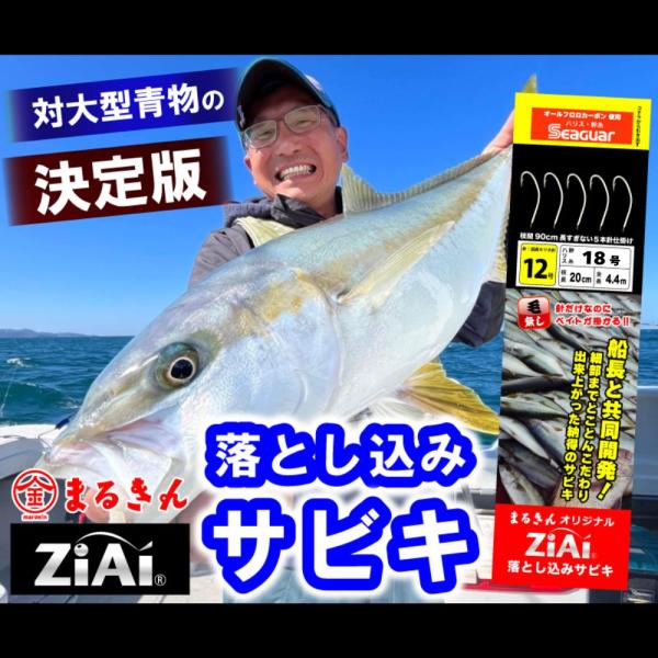 釣具のまるきんオリジナル「ZiAi」落とし込みサビキが改良を重ねて更に進化。こだわりの５本針仕掛けに加え、エサが付きやすく針刺し事故軽減のロング枝間採用。船長直伝、ZiAi落とし込みサビキの使い方「小魚の群れの中を”通過させるイメージ”でサ...