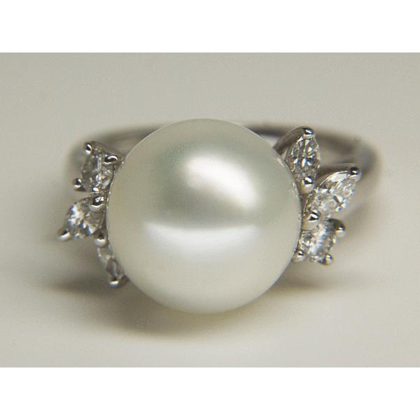 PT900 パール ダイヤモンド リング 12.4mm 0.50ct ＃12号