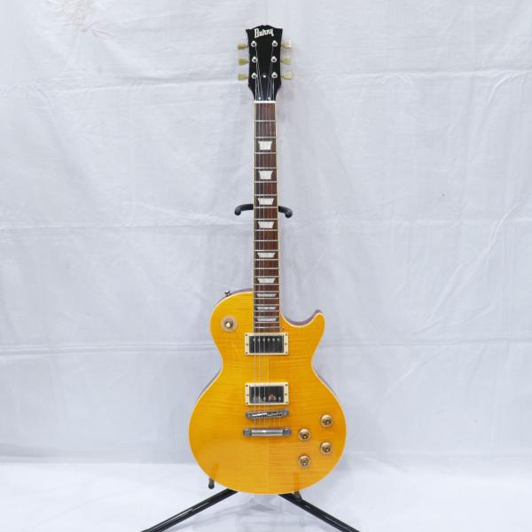 Burny バーニー レスポールタイプ エレキギター カッタウェイ フレイムメイプル イエロー系 Guiter 楽器 中古美品 送料無料！！