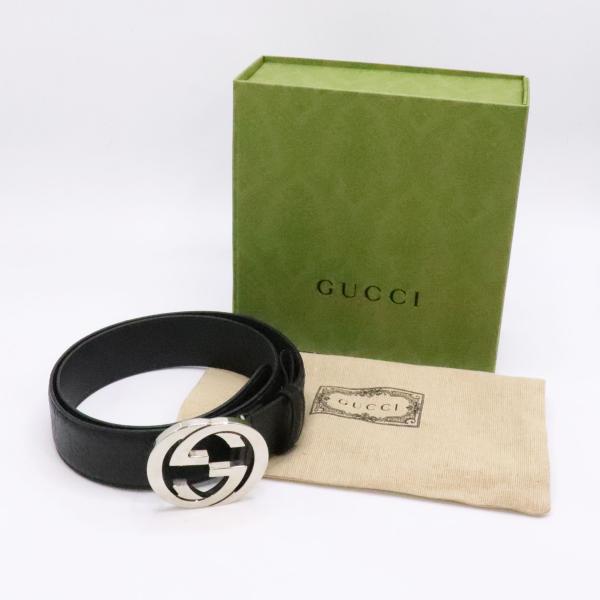 GUCCI（グッチ） インターロッキングG バックル付き レザー ベルト