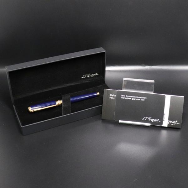 デュポン ペン先14K 万年筆 585　ST.Dupont　高級感 １４金 美品】デュポン S.T.Dupont 万年筆 ネイビー ブルー ペン先14K 585 M