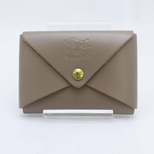 IL BISONTE イルビゾンテ カードケース 名刺入れ SCC031 Tortora グレー系 レザー メンズ レディース ユニセックス 中古 送料無料！！