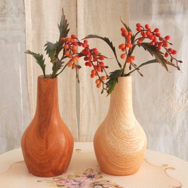 一輪挿しにも使える木目調の陶器ポット 光触媒 インテリアグリーン【WDポット ロング イイギリ】