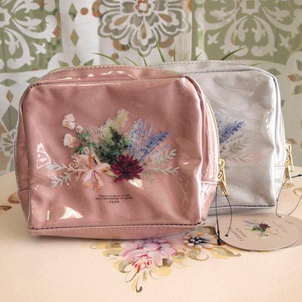 メール便で送料無料！高級感溢れるしっかりとした化粧ポーチ【フロラ コスメポーチ】