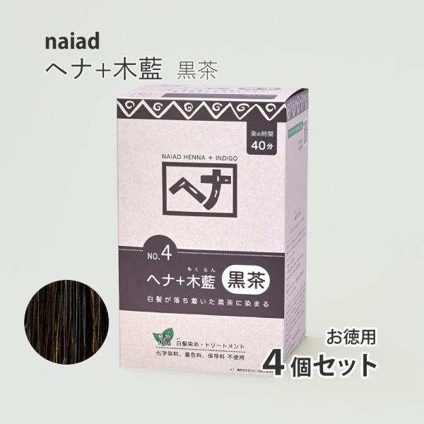 naiad へナ+木藍 黒茶系100g×4個 お徳用 白髪染め 白髪染 白髪