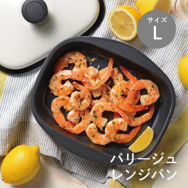 調理器具 電子レンジ調理 時短 浅型 食洗機可 シンプル ふっ素樹脂加工 魚 肉 焼き料理 レシピ付 パリージュ レンジパンＬ RE-7532  調理アイデア品