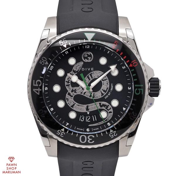 新品未使用　GUCCI　メンズ　腕時計　スネーク　ラバー Gucci Dive GUCCI グッチ ダイブ スネークモチーフ YA136217 クォーツ