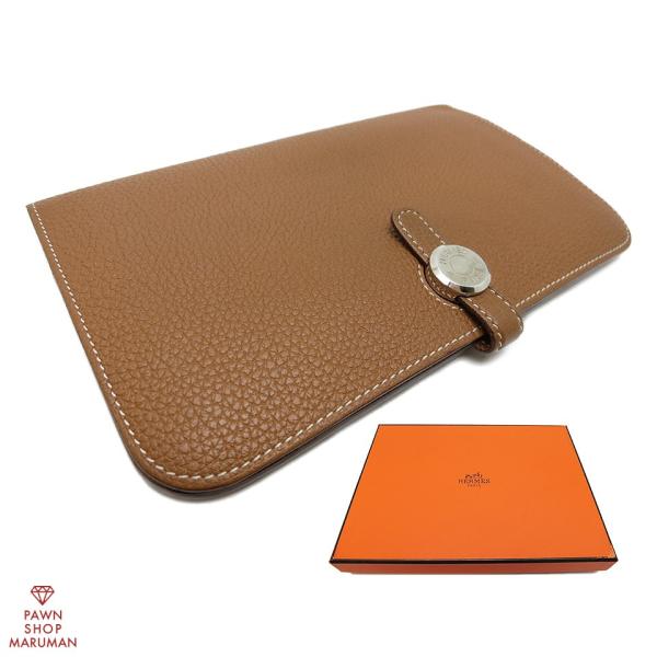 HERMES（エルメス） ドゴンGM T刻印 トゴ 茶系×シルバー金具 【丸万質
