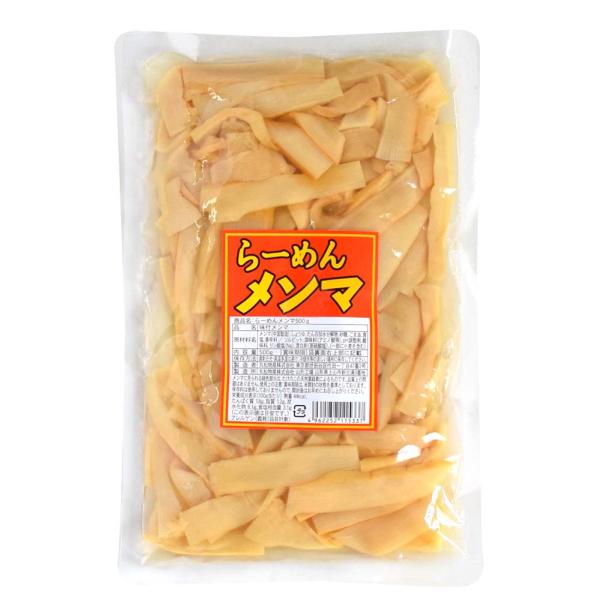 メンマの風味を生かした商品です。うすくちの醤油をベースに白胡椒を少しきかせた、メンマらしい口当たりが特長。＊内容量：500g ＊原材料名：メンマ（中国製造）、しょうゆ、たん白加水分解物、砂糖、ごま油、食塩、香辛料／ソルビット、調味料（アミノ...