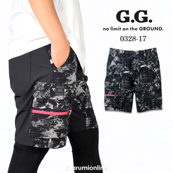 G.G 桑和 おしゃれ かっこいい 作業着 作業服 ショートパンツ ハーフパンツ 作業ズボン ワークパンツ スポーツ ストレッチ 吸水速乾 涼しい 春夏 軽量 0328-17