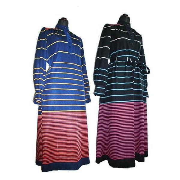 秋冬 昭和レトロ ワンピース 黒 ネイビー 7号 ナイガイ ゲイギブソン ボーダー R Op002 Marumi 通販 Yahoo ショッピング