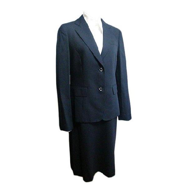 春秋 タイトスカートスーツ 9号 濃紺（アクアスキュータム レナウン  