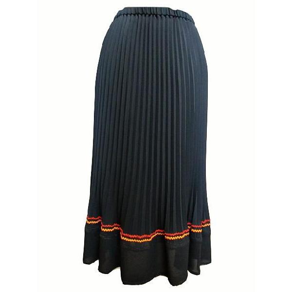 春夏 プリーツ スカート 9号 黒×オレンジ（トクコ TOKUKO レナウン  