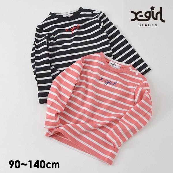 メール便可 エックスガールステージス 14m ロゴボーダーtシャツ キッズ ベビー トップス ロンt 長袖 プリント X Girl Stages Marumiya World 通販 Yahoo ショッピング