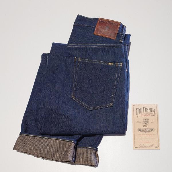 oni denim スーパーワイド　ブラック ONI DENIM – Super Wide Straight – 12oz Black x Olive | HINOYA