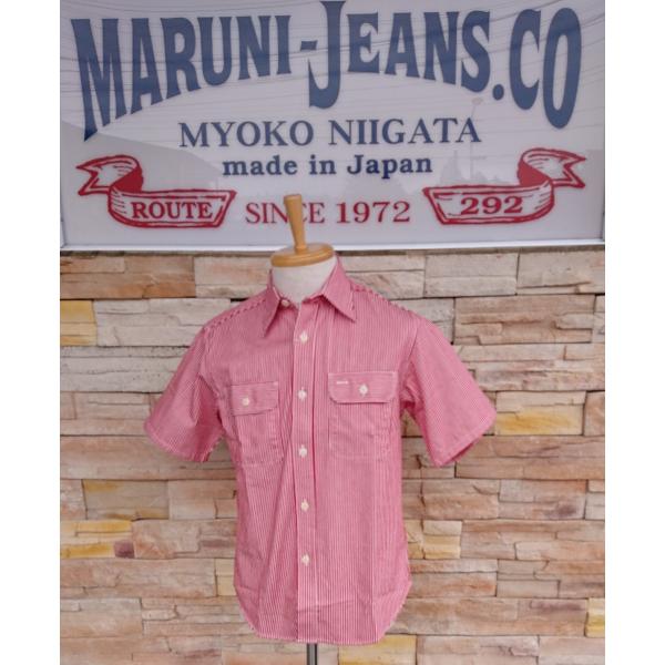〈新品〉SUGAR CANE 半袖ワークシャツ Lサイズ ストライプ SUGAR CANE(シュガーケーン) 半袖ストライプワークシャツ 半袖