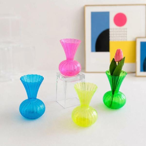 TOSSDICE トスダイス NEON GLASS VASE ネオンカラー ガラス フラワーベース  おしゃれ 花瓶 インテリア 花 生花 カラフル 80年 ガラスベース ガラス花瓶 レトロ