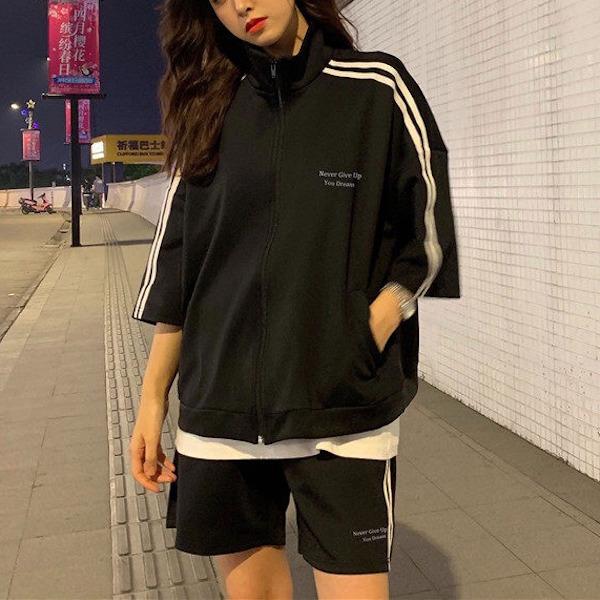 セットアップ レディース ジャージ 韓国 上下 セット 春 夏 半袖 おしゃれ 大きいサイズ Fw まるの樹 Fashion 通販 Yahoo ショッピング