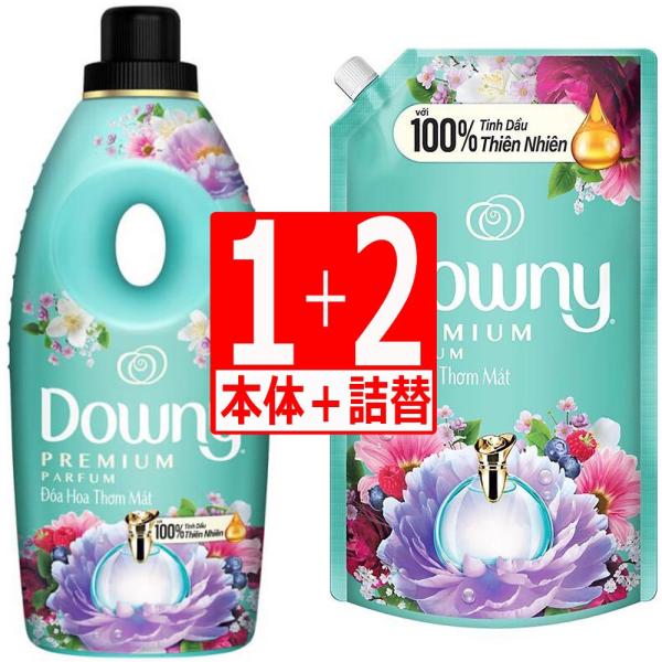 ベトナムダウニー柔軟剤セット(本体と詰替) フレッシュフラワーボトル 