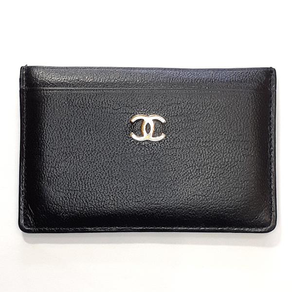 CHANEL シャネル カードケース レザー ブラック ゴールドココ