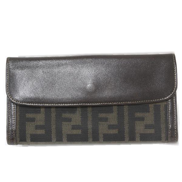 FENDI フェンディ ズッカ Wホック スナップボタン付きフラップ開閉式 