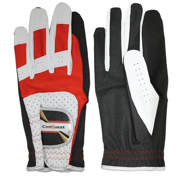 パークゴルフ、グラウンドゴルフなどに最適な手袋です■グリップ力を高める効果■通気口を備えムレ防止■サイズ：S・M・L・LL■カラー：ホワイト×レッド　■両手用パークゴルフ用グローブ