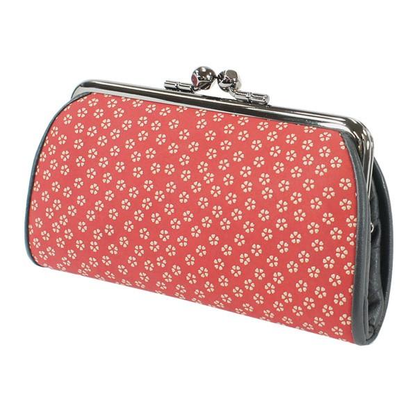 印伝 甲州印伝 印傳屋 上原勇七 財布 がまぐち 小銭入れ 1501 小桜 黒地×赤漆 鹿革 本革 レザー 和柄 ブランド 冬物 冬ギフト クリスマス 贈り物 YM01 印傳屋（INDEN-YA） 印伝 甲州印伝 上原勇七 財布 印伝がま口財布