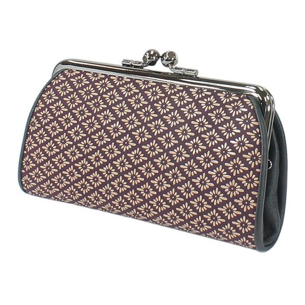 印伝 甲州印伝 印傳屋 上原勇七 財布 がまぐち 小銭入れ 1501 菱菊 紫地×白漆 鹿革 本革 レザー 和柄 ブランド 冬物 冬ギフト クリスマス 贈り物 YM01 印傳屋（INDEN-YA） 印伝 甲州印伝 上原勇七 財布 印伝がま口財布