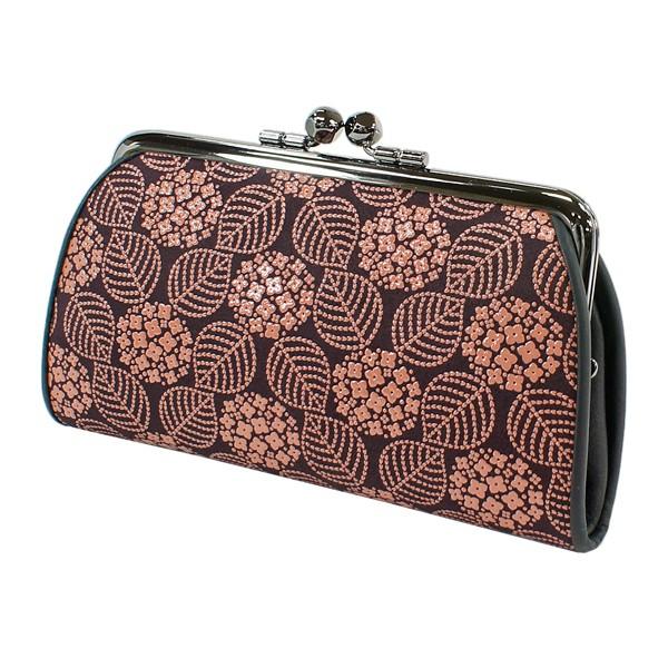 印伝 甲州印伝 印傳屋 上原勇七 財布 がまぐち 小銭入れ 1501 あじさい 紫陽花 紫地×ピンク漆 鹿革 本革 レザー 花柄 ブランド 冬物 冬ギフト クリスマス 贈り物 YM01 印傳屋（INDEN-YA） 印伝 甲州印伝 上原勇七 財布 印伝がま口財布