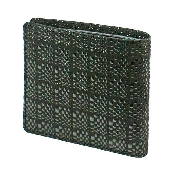 印伝 甲州印伝 印傳屋 上原勇七 財布 二つ折り財布 2005 変わり市松小 黒地×黒漆 鹿革 本革 レザー キャッシュレス 和柄 ブランド 冬物 冬ギフト クリスマス 贈り物 YM01 印傳屋（INDEN-YA） 印伝 甲州印伝 上原勇七 財布 二つ折り財布 印伝