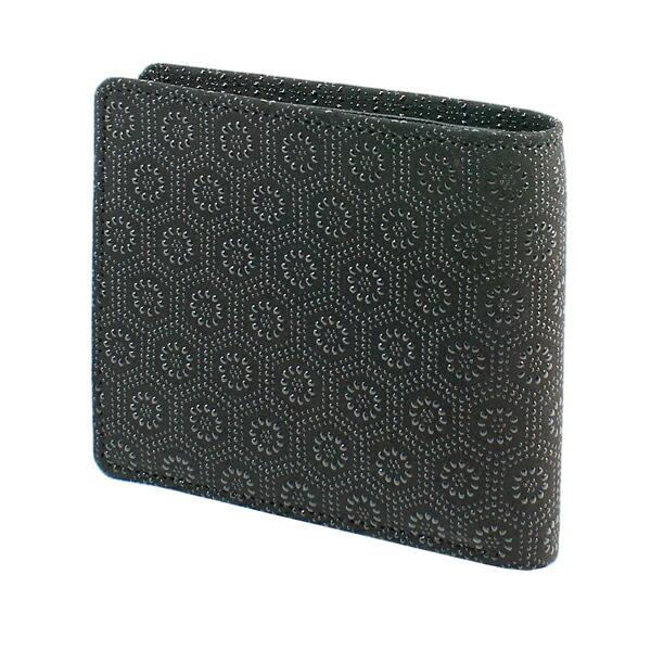 印伝 甲州印伝 印傳屋 上原勇七 財布 二つ折り財布 2006 亀甲 黒地×黒漆 鹿革 本革 レザー 和柄 ブランド 冬物 冬ギフト クリスマス 贈り物 YM01 印傳屋（INDEN-YA） 印伝 甲州印伝 上原勇七 財布 二つ折り財布 印伝