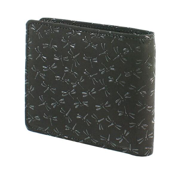 印伝 甲州印伝 印傳屋 上原勇七 財布 二つ折り財布 2006 とんぼ 紺地×黒漆 鹿革 本革 レザー 和柄 ブランド 冬物 冬ギフト クリスマス 贈り物 YM01 印傳屋（INDEN-YA） 印伝 甲州印伝 上原勇七 財布 二つ折り財布 印伝